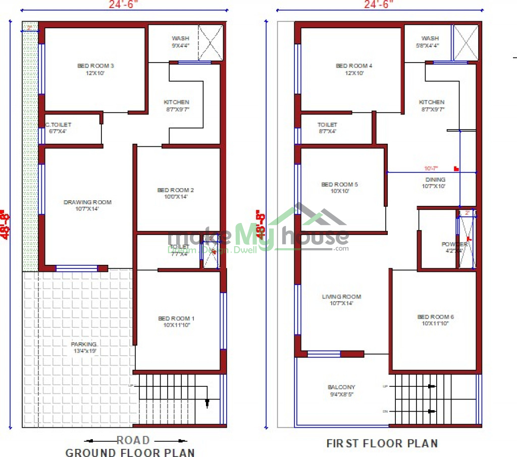 Buy 24x48 House Plan 24 By 48 Elevation Design Plot Area Naksha - 24 X 48 2 Story House Plans