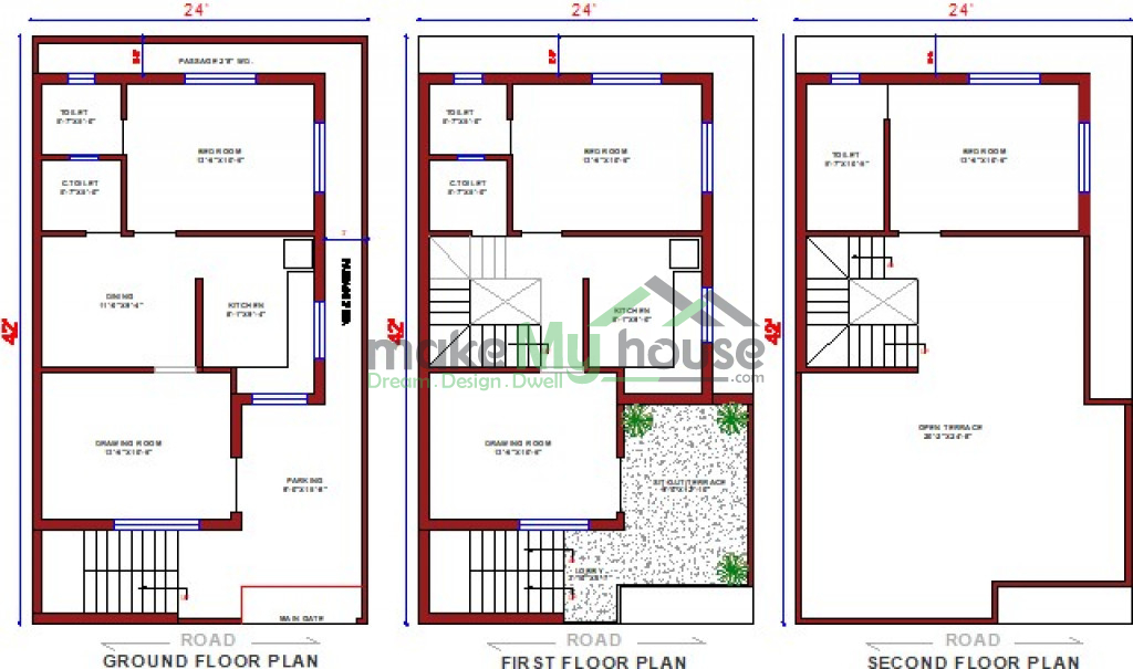 Buy 24x48 House Plan 24 By 48 Elevation Design Plot Area Naksha - 24 X 48 2 Story House Plans