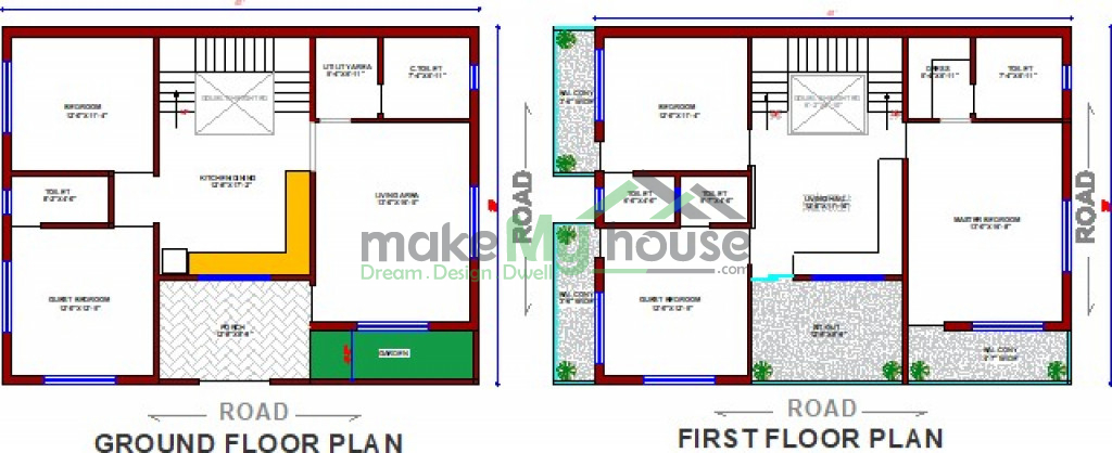 Buy 40x30 House Plan 40 By 30 Elevation Design Plot Area Naksha - 40X30 2 Story House Plans