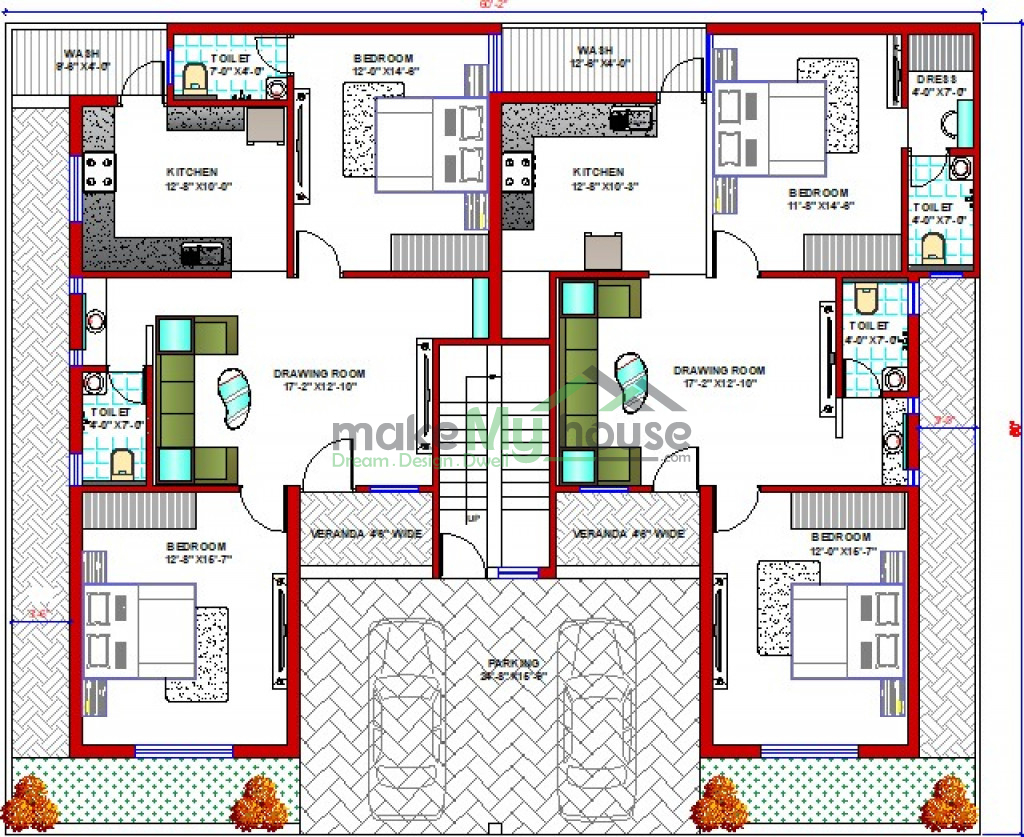 Buy 40x50 House Plan 40 By 50 Elevation Design Plot Area Naksha - 40X50 2 Story House Plans