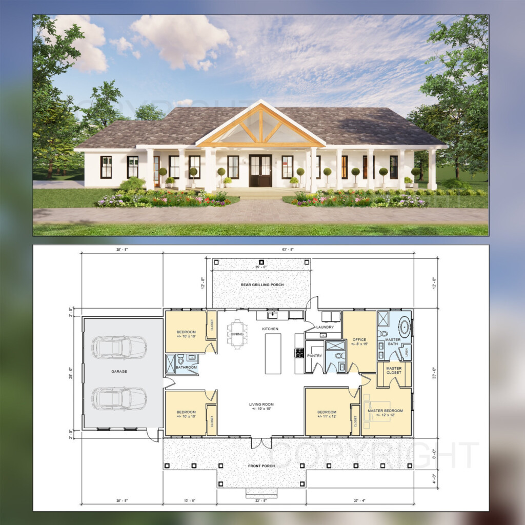 Cedar Springs Barndominium House Plan Design 4 Bed 3 Bath Etsy Canada - 4 Bed 3 Bath 2 Story House Plans