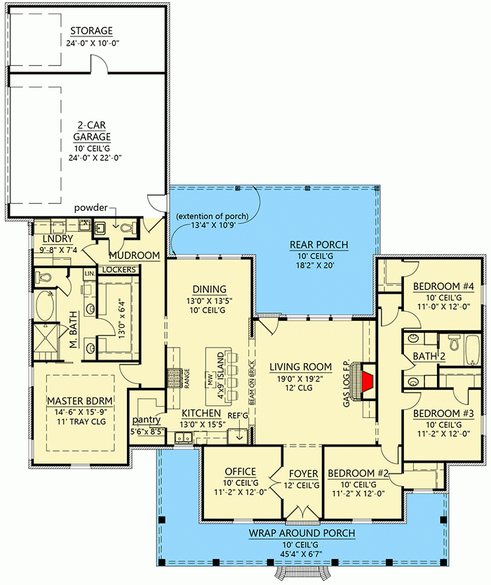 Classic Southern Home Plan With Rear Entry Garage 56455SM  - One Story House Plans With Rear Entry Garage