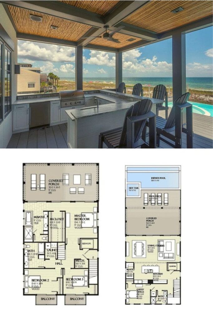 Coastal Retreat Three Story Beach House Floor Plan Stays Focused On  - 3 Story Beach House Floor Plans