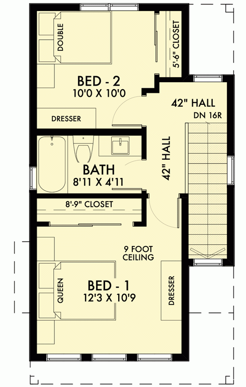 Compact New American House Plan 900 Sq Ft 677011NWL Architectural  - 900 Sq Ft 2 Story House Plans