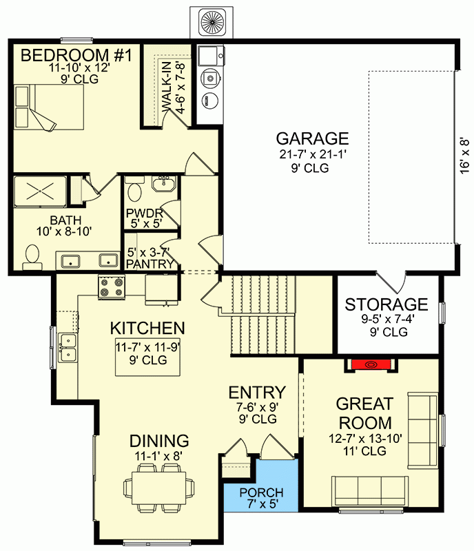 Contemporary 2000 Square Foot 2 Story House Plan With Rear Garage  - 2000 Square Feet 2 Story House Plans