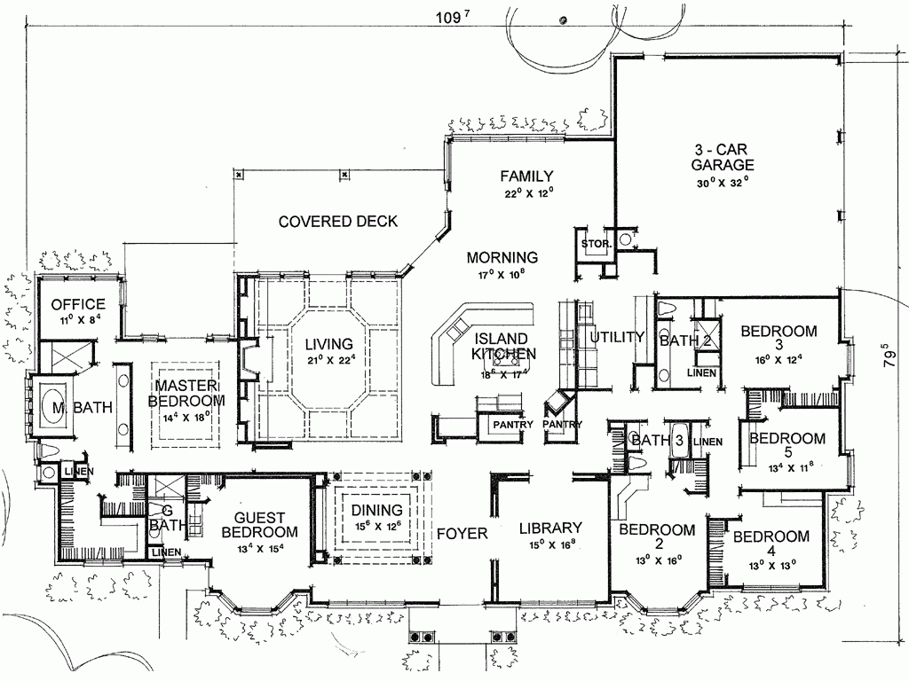 Contemporary House Plan With 6 Bedrooms And 4 5 Baths Plan 3752 - 6 Bedroom House Plans One Story