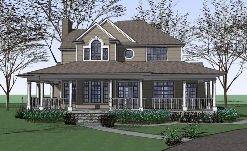 Country Farmhouse With Wrap Around Porch Plan SDL Custom Homes - 1 1 2 Story House Plans With Wrap Around Porch