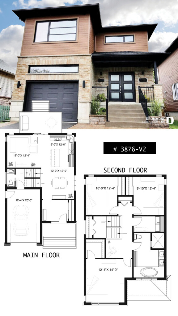 Discover The Plan 3876 V2 Winslet 3 Which Will Please You For Its 3  - Narrow Lot 2 Story Modern House Plans