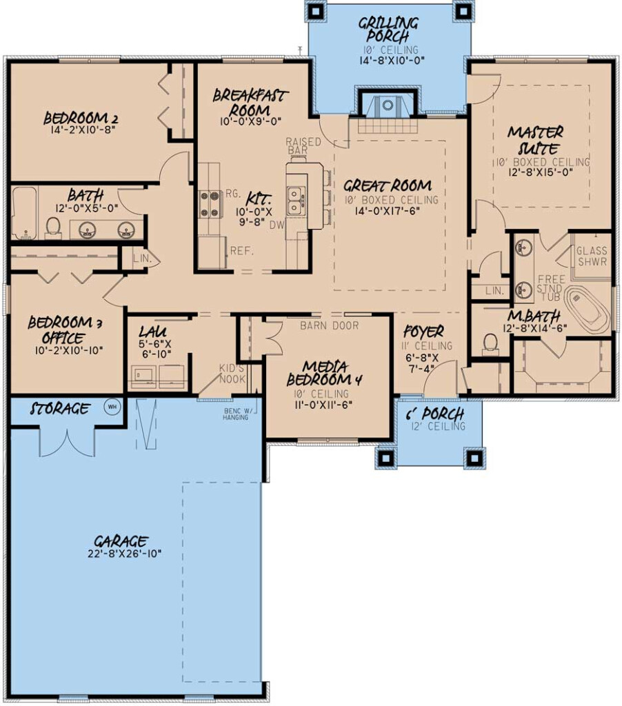 Economical Four Bedroom House Plan Four Bedroom House Plans Floor - 4 Bedroom 3.5 Bath 1 Story House Plans