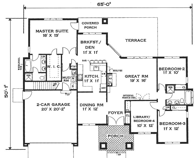 Elegant One Story Home 6994 4 Bedrooms And 2 5 Baths The House  - Elegant 1 Story House Plans