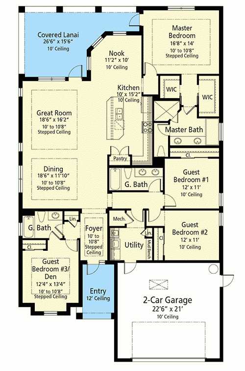 Energy Efficient One Story House Plan With 3 Or 4 Bedrooms 33173ZR  - Single Story Energy Efficient House Plans