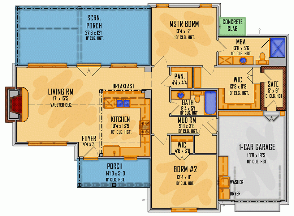 Exclusive One level House Plan With Safe Room 510182WDY  - 1 Story House Plans With Safe Room