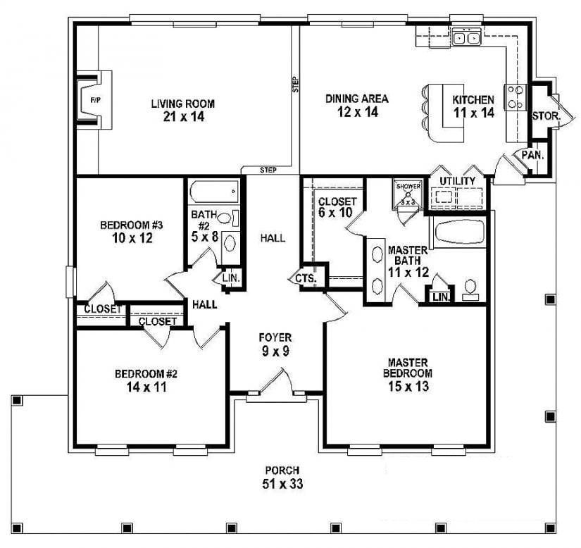 Exploring The Benefits Of House Plans One Story 3 Bedroom House Plans - House Plans One Story 3 Bedroom