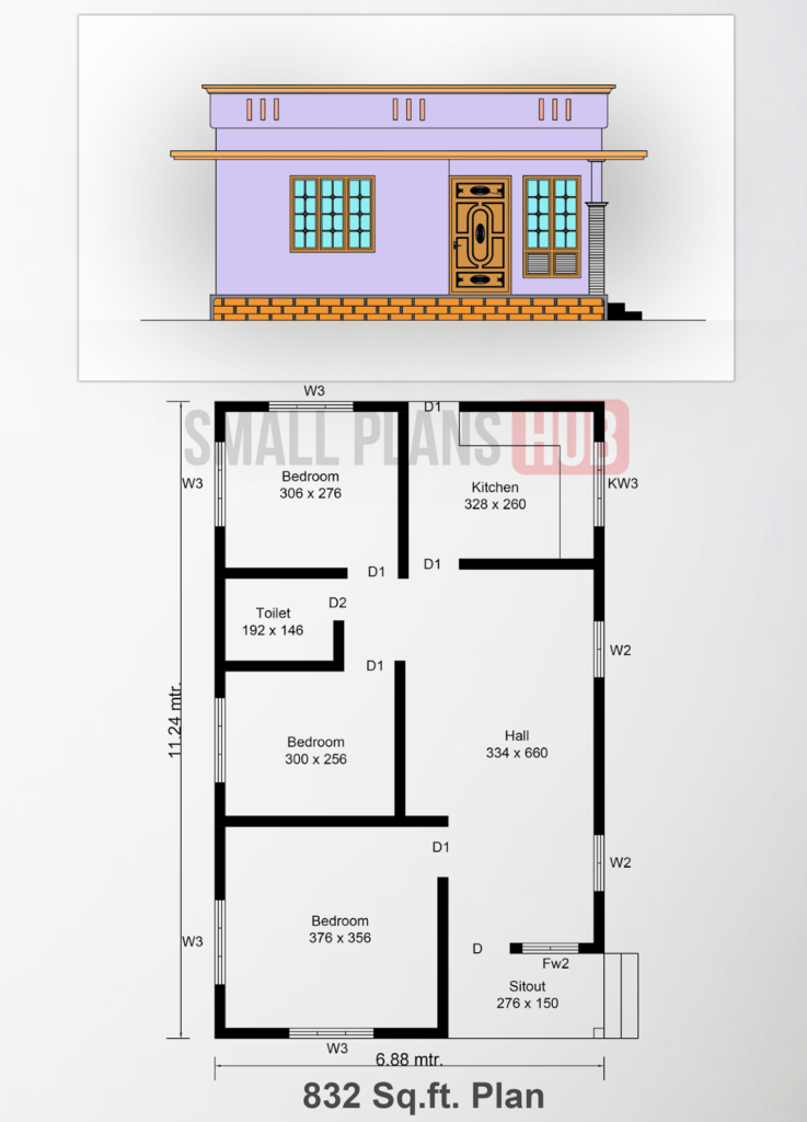 Five Low Budget 3 Bedroom Single Floor House Designs Under 1000 Sq ft  - Simple 3 Bedroom House Plans Single Story