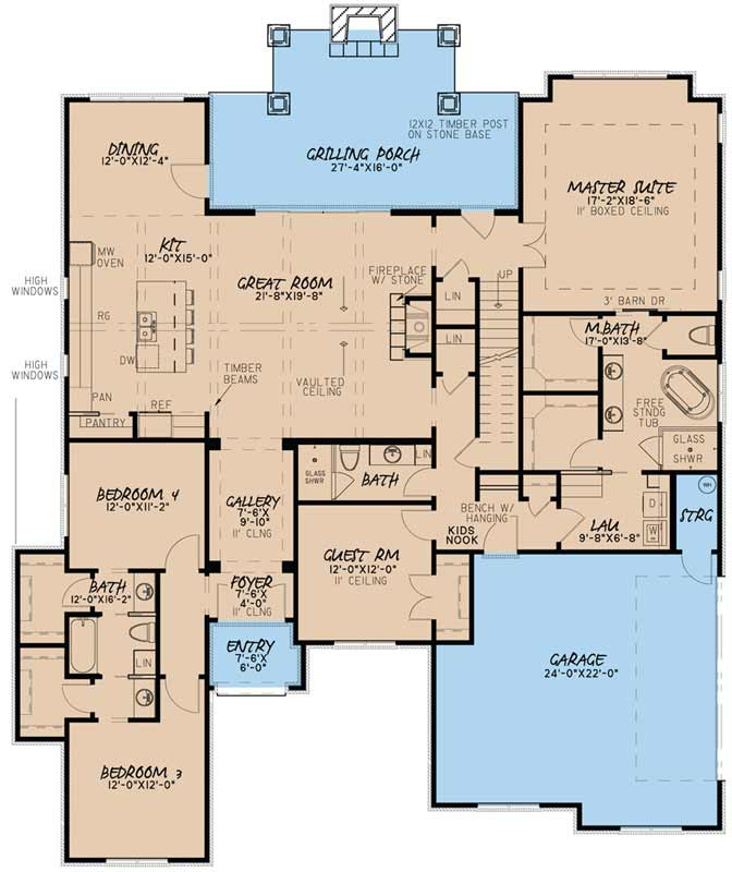 Floor Plan 4 Bedroom 3 Bath Earthium - 4 Bed 3 Bath House Plans 2 Story