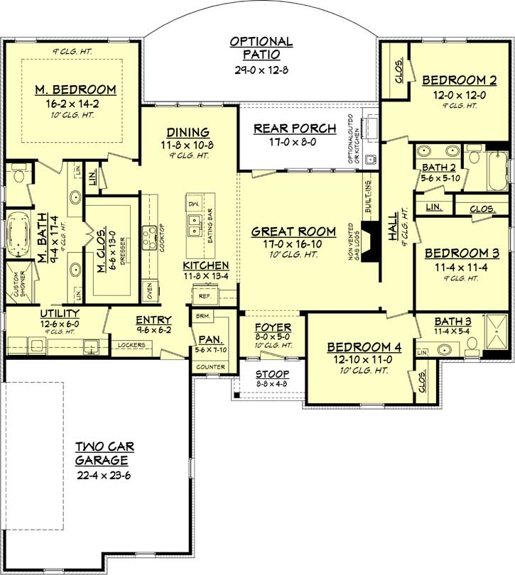 Floor Plan 4 Bedroom 3 Bath Earthium - 4 Bedroom 3 Bath House Plans 1 Story