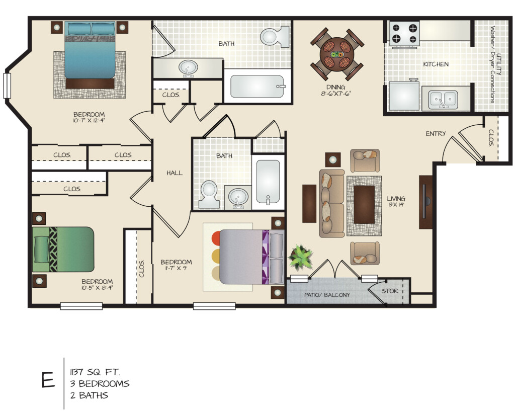 Floor Plan For 3 Bedroom 2 Bath House House Plans - 3 Bedroom 2 Bath House Plans 2 Story