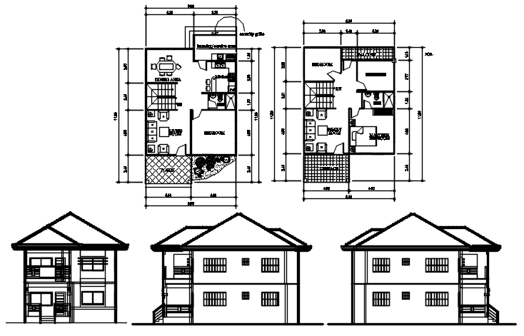 Floor Plan Of 2 Storey House 8 00mtr X 11 80mtr With Detail Dimension  - 2 Story House Floor Plan With Dimensions