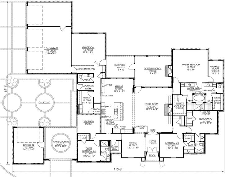 French Country Style House Plans 4000 Square Foot Home 1 Story 4  - One Story 4000 Sq Ft House Plans