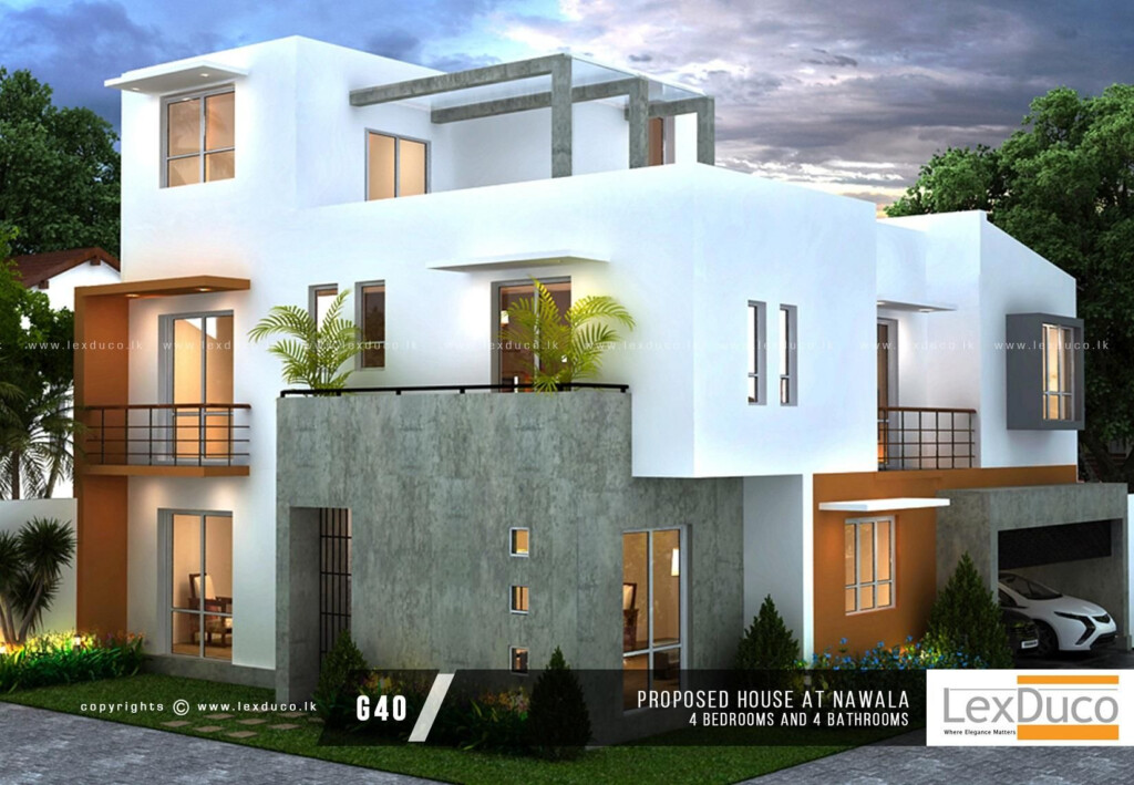 G40 Exterior Design House Exterior Two Storey House Plans Storey  - 2 Story House Plans 3D Sri Lanka