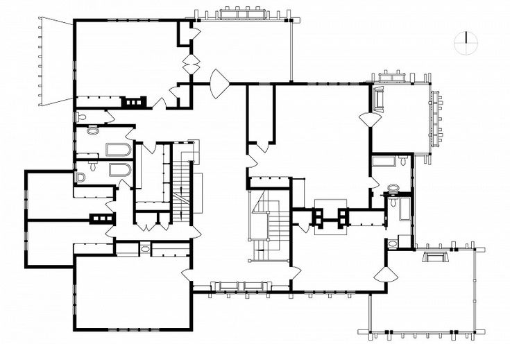 Gamble House Second Floor Plan Greene And Greene Pasadena California  - Gamble House Second Story Ground Plan