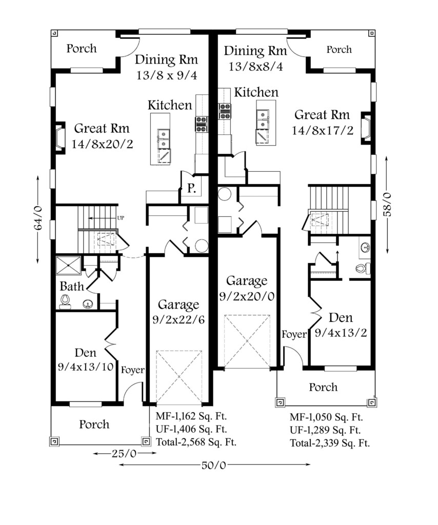 Glenview 1 2 House Plan Two Story Skinny Duplex Home Design - Story And 1/2 House Plans