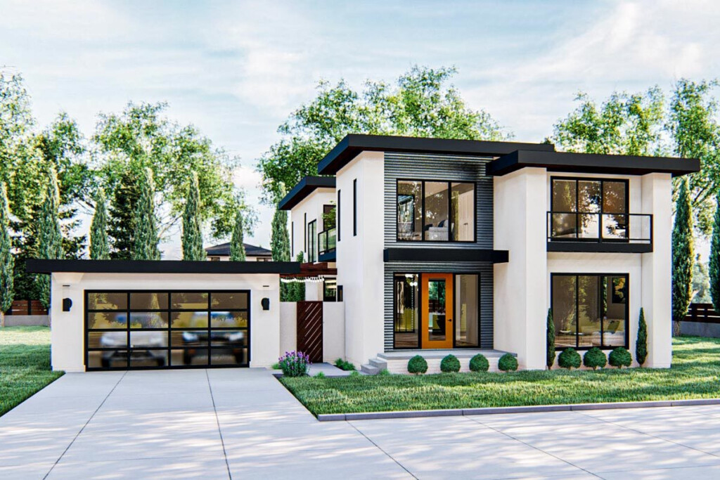 Gorgeous Modern style 2 story Home Plan With Upstairs Family Room  - 2 Story House Plans With 2 Bedrooms Upstairs