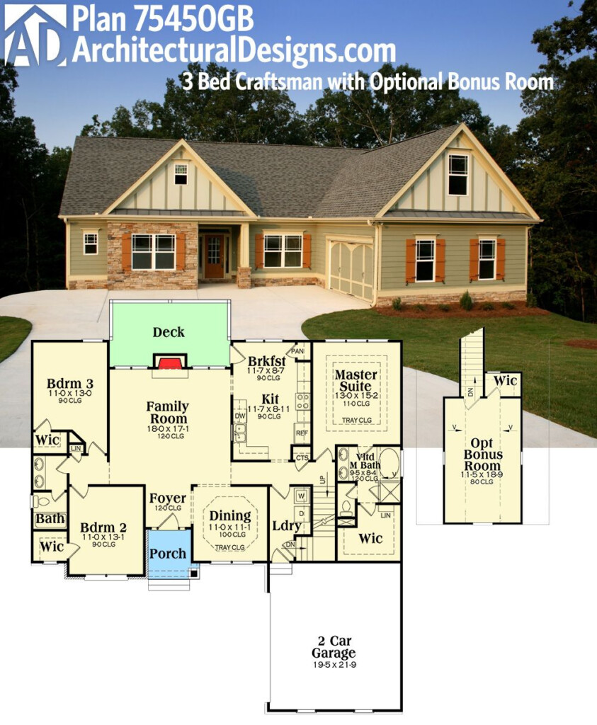 House Plans One Story With Bonus Room - 1 Story With Bonus Room House Plans