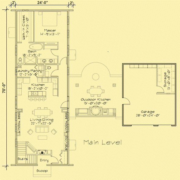 ICF House Plans For A Narrow 1 Story Home With 1 Bedroom - Single Story Icf House Plans