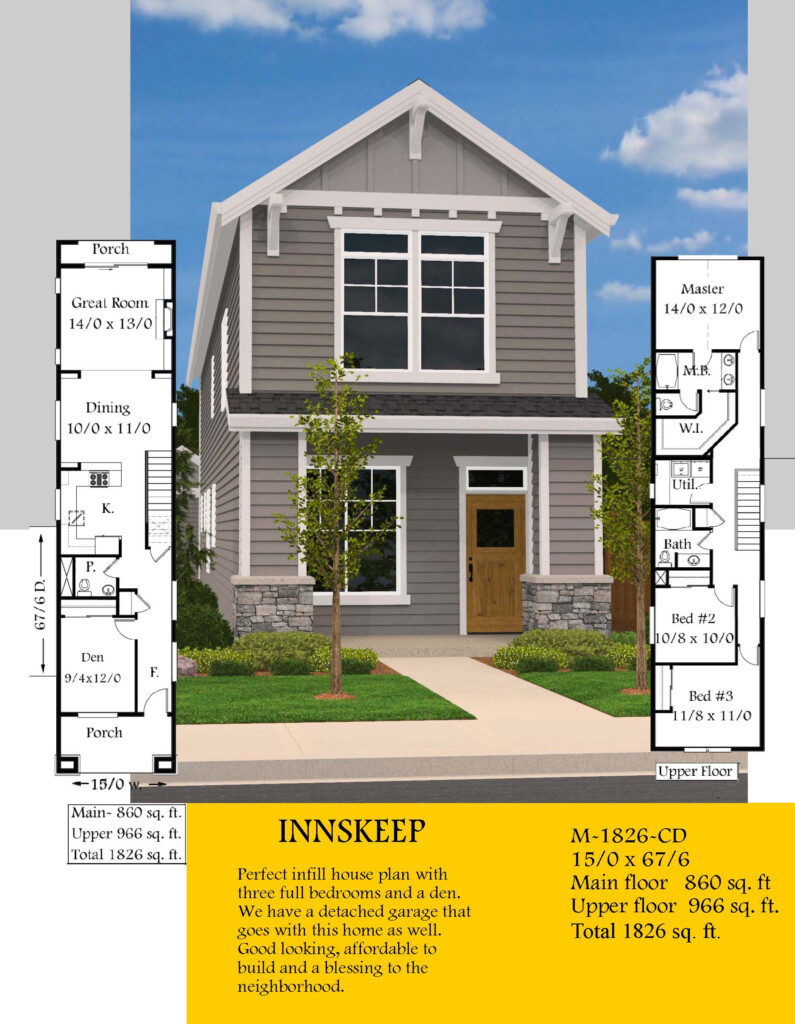 Innskeep House Plan Two Story Skinny Home Design - 2 Story Skinny House Plans