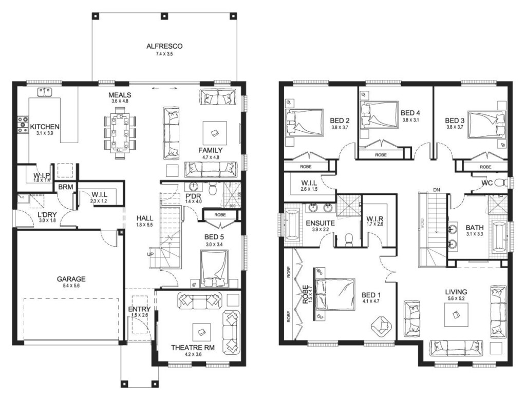 Jewel 38 Double Level Floorplan By Kurmond Homes New Home  - Floor Plan For Double Story House