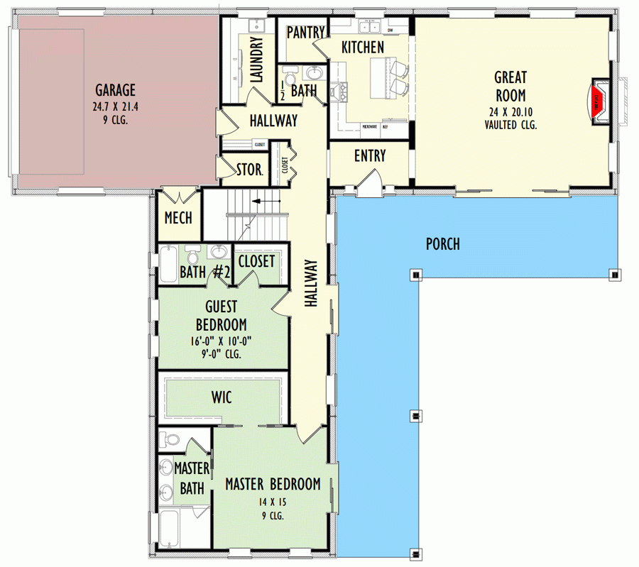 L Shaped House Plan With Upstairs Family Room Kitchenette And Home  - L Shaped 2 Story House Plans