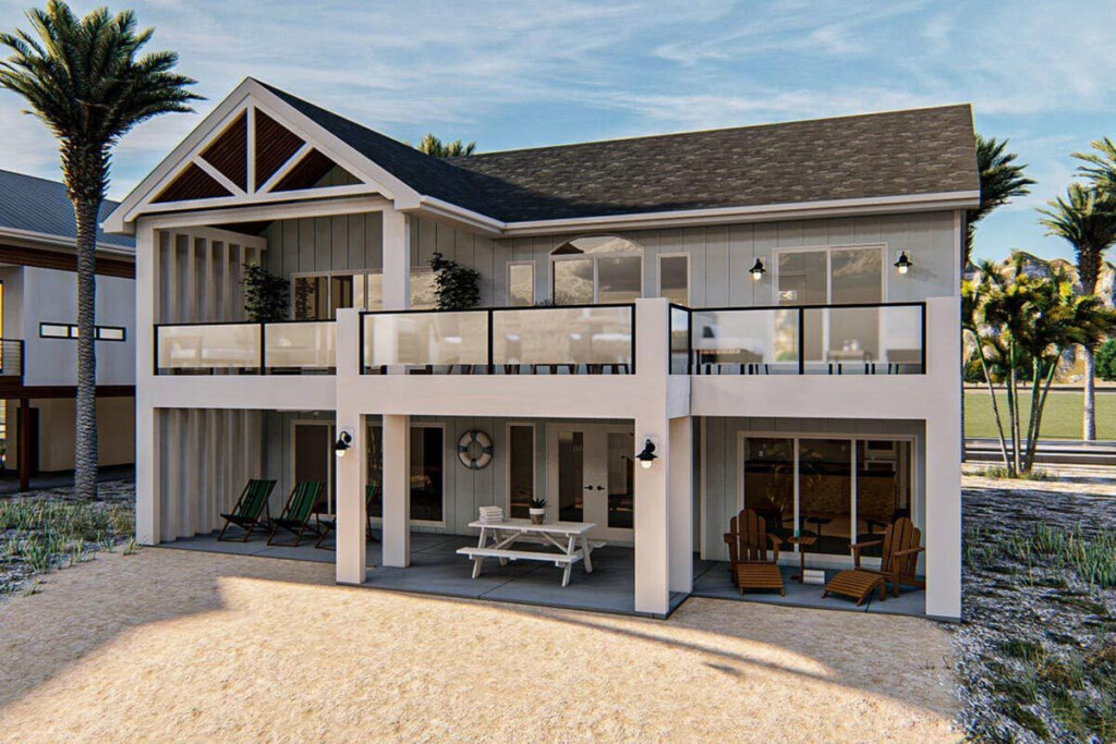 Lake Front House Plans Beach Style House Plans Coastal House Plans  - Beach Cabin House Plans With Second Story View