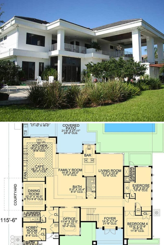 Luxury House Plans One Story 5 bedroom Two story Contemporary Florida  - 5 Bedroom House 2 Story Plans