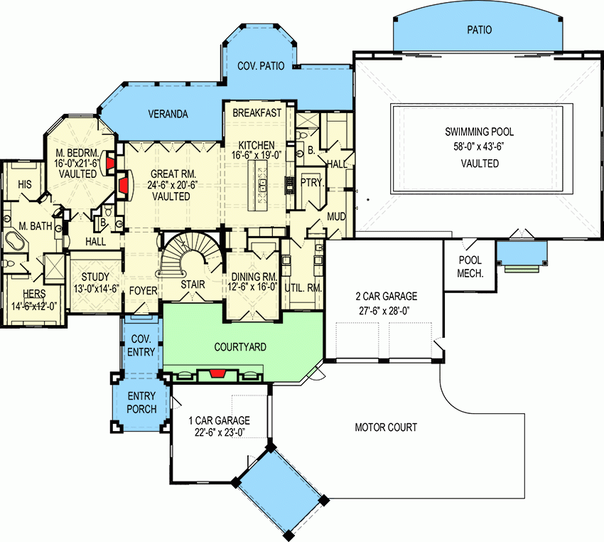 Luxury Mansion Floor Plans With Indoor Pools Viewfloor co - One Story House Plans With Indoor Pool