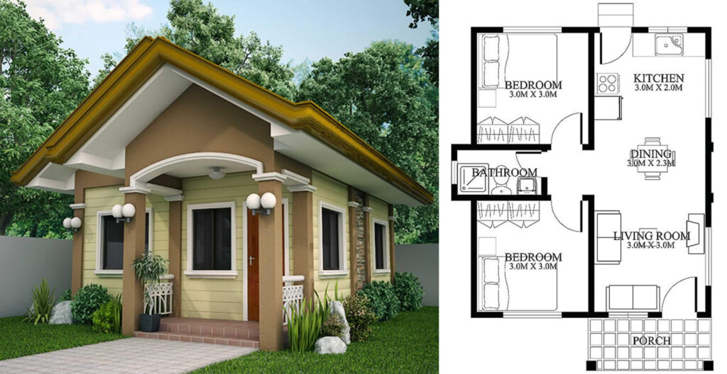 Minimalist Two Bedroom House Design Plan Engineering Discoveries - 2 Bedroom House Plans Single Story