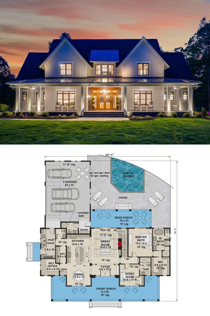 Modern Farmhouse Floorplan Farmhouse Floor Plans Modern Farmhouse  - 6 Bedroom Two Story House Plans