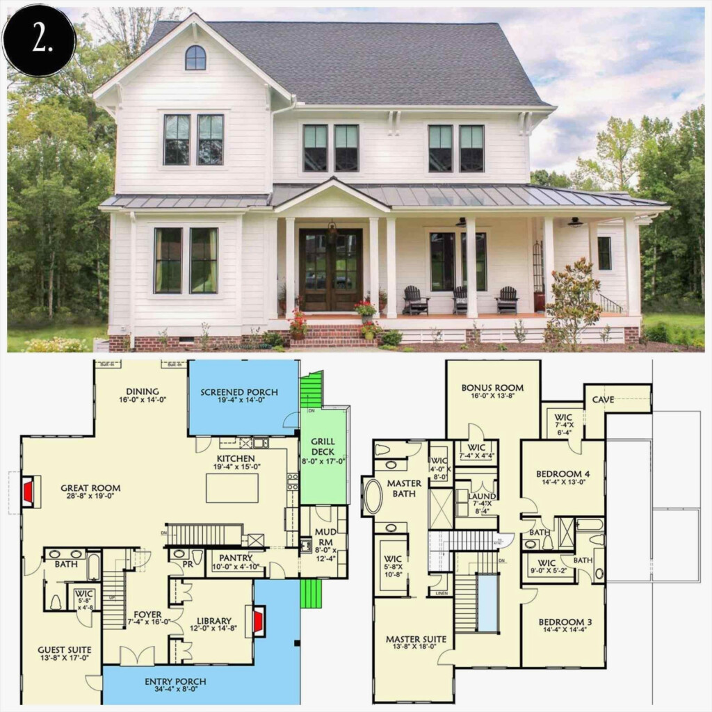 Modern Farmhouse Plans 2 Story Elegant Bedroom Modern Two Story  - 2 Story Farm House Floor Plans