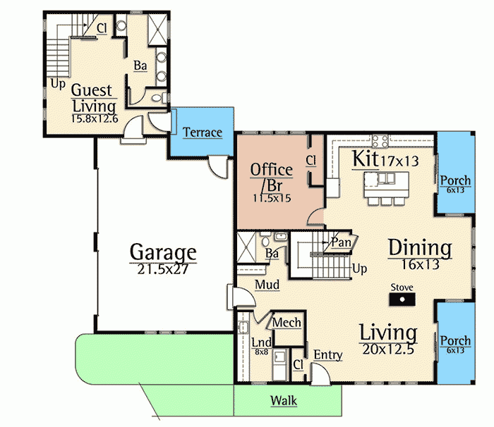 Modern House Plan With Separate Apartment 18842CK Architectural  - 1 Story House Plans With Separate Apartment