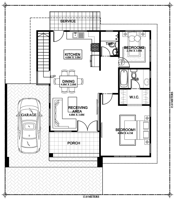 MyHousePlanShop Double Story Roof Deck House Plan Designed To Be Build  - 2 Story House Plans With Roof Deck