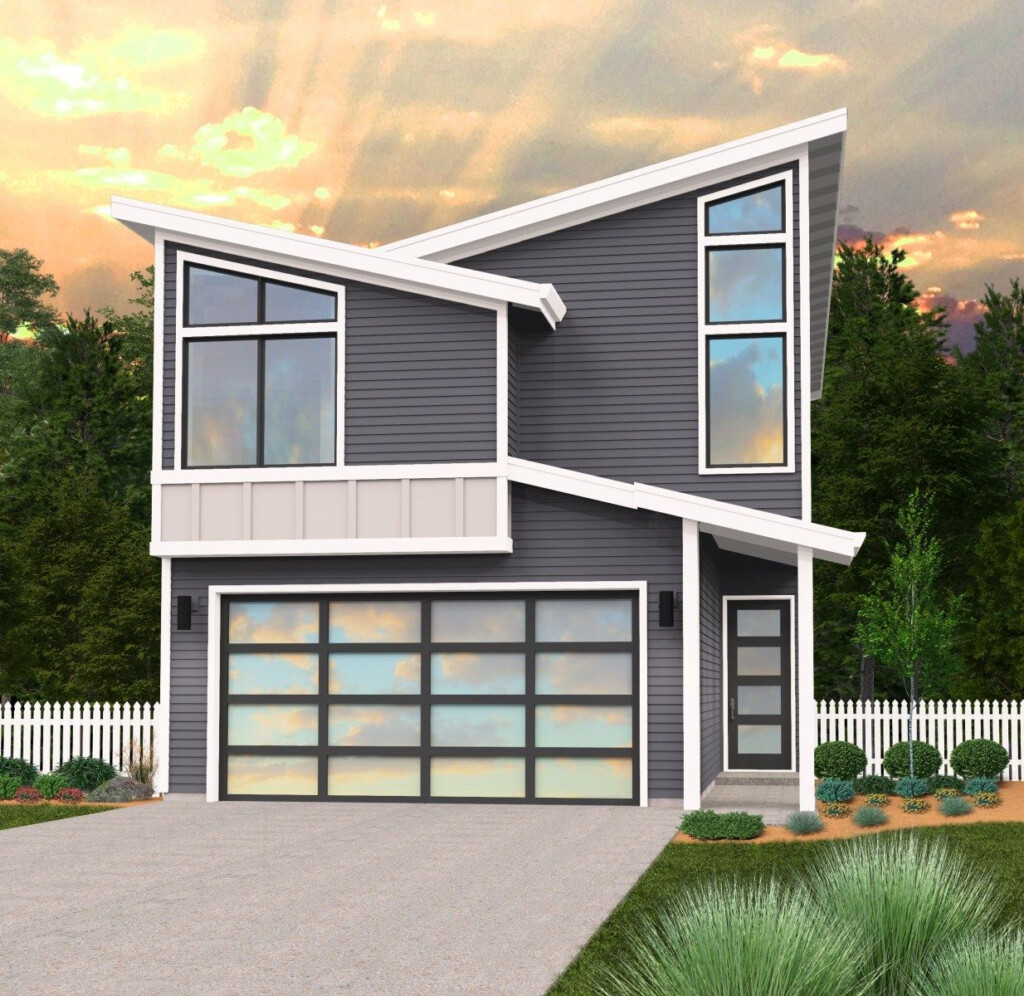 Narrow 2 Story Modern Home Design With Builders Favorite Floor Plan  - Narrow Lot 2 Story Modern House Plans