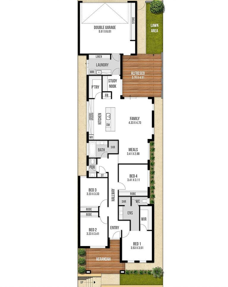 Narrow Lot House Floor Plan The Casablanca By Boyd Design Perth  - 1 Story Narrow Lot House Plans