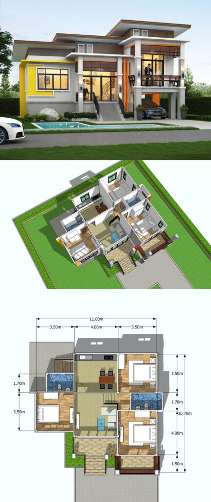 One And A Half Storey House Floor Plan With 3 Bedrooms - One And One Half Story House Plans