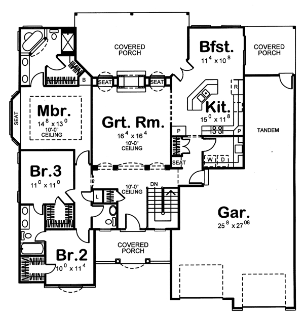 One Story 1 800 Square Foot Traditional House Plan 62427DJ  - 1800 Sf Single Story House Plans