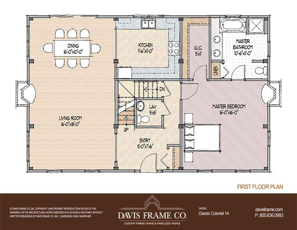 One Story Colonial House Plans - 1 Story Colonial House Plans