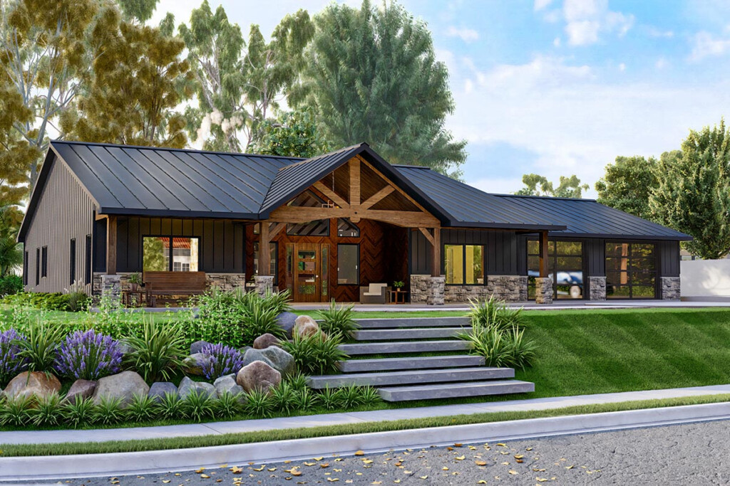 One Story Country Craftsman House Plan With Vaulted Great Room And 2  - House Plan Craftsman One Story Books