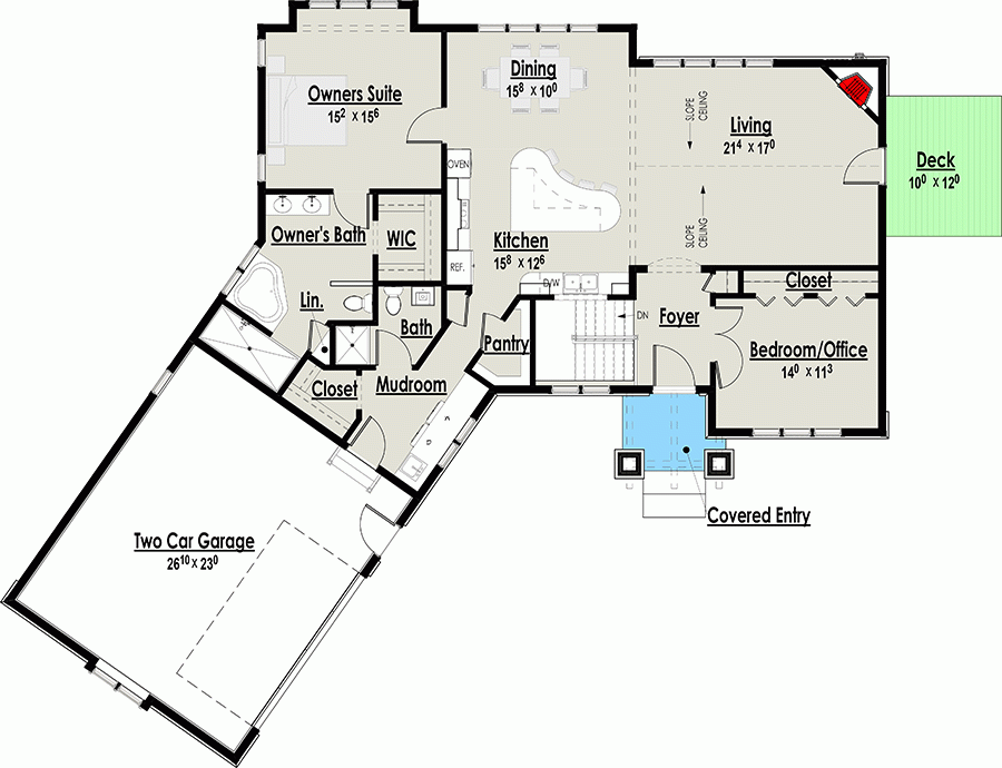 One Story Craftsman Ranch Home Plan With Angled Garage 18297BE  - 500 Sq Ft House Plans One Story With Attached Garage