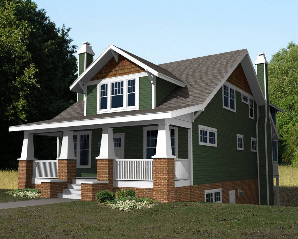 One Story Craftsman Style House Plans - Single Story Small Craftsman House Plans