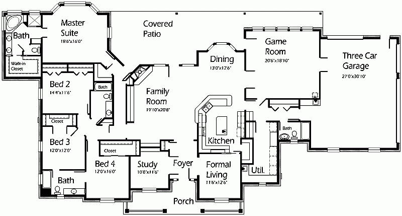 One Story House Plans With Game Room Game Rooms - One Story House Plans With Game Room