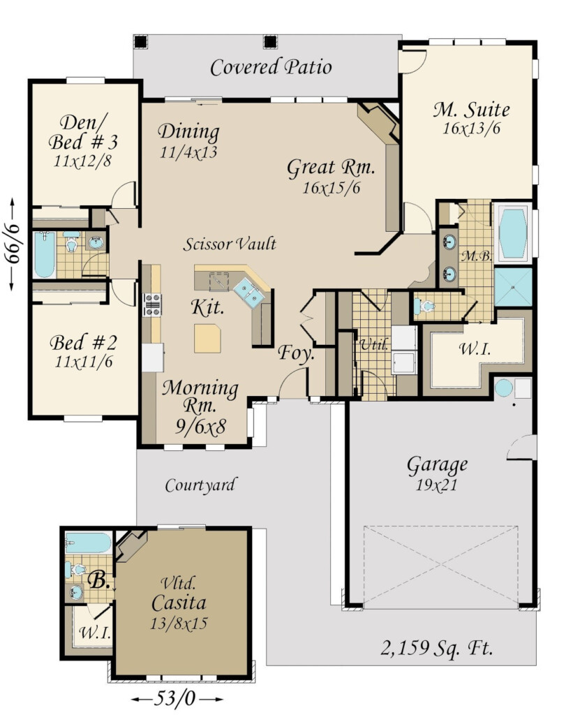 One Story House Plans With Open Floor Plan Floor Roma - 1 Story House Plans With Separate Apartment